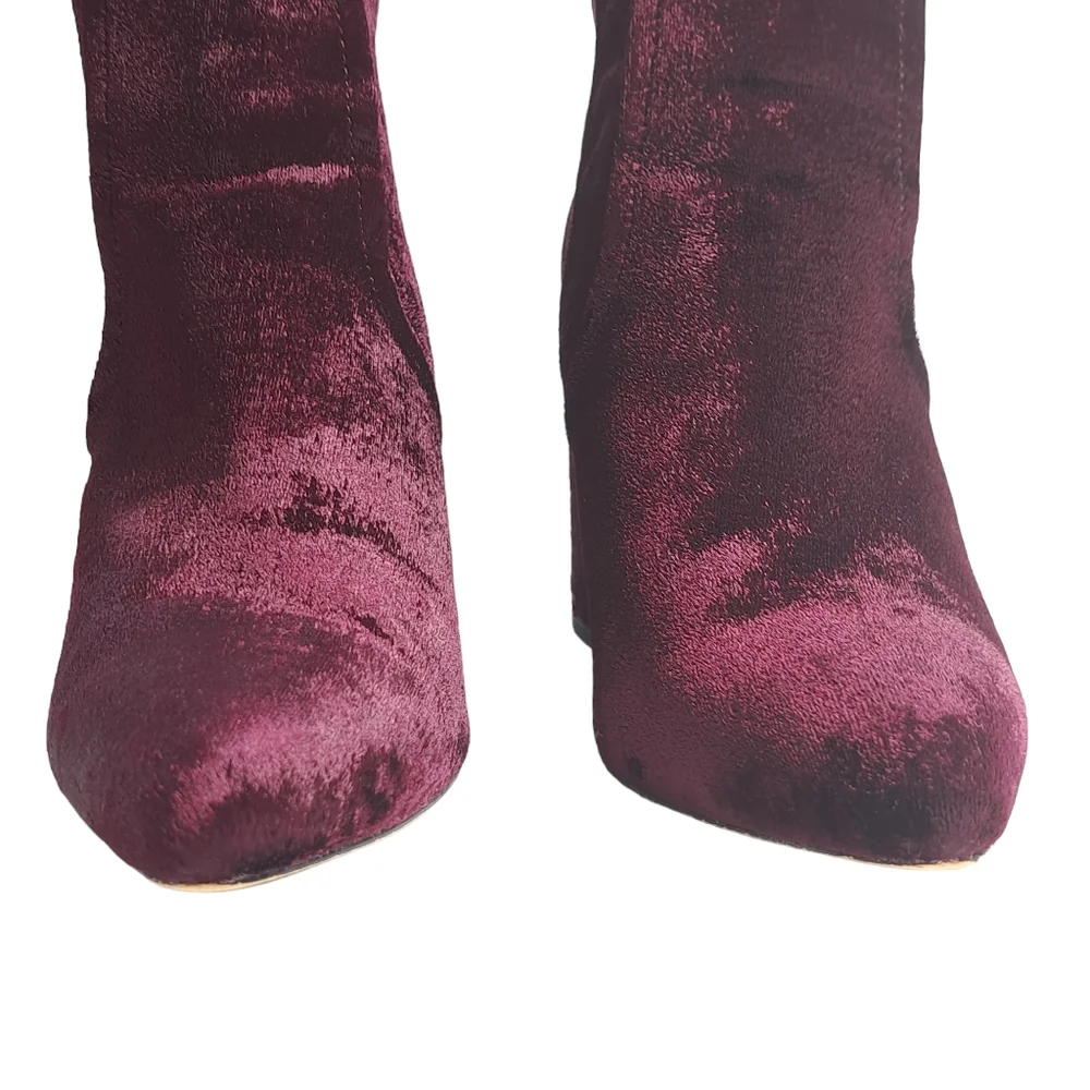 Steve Madden Women's Jaque Burgundy Velvet Ankle Boots 9M - Picture 12 of 15